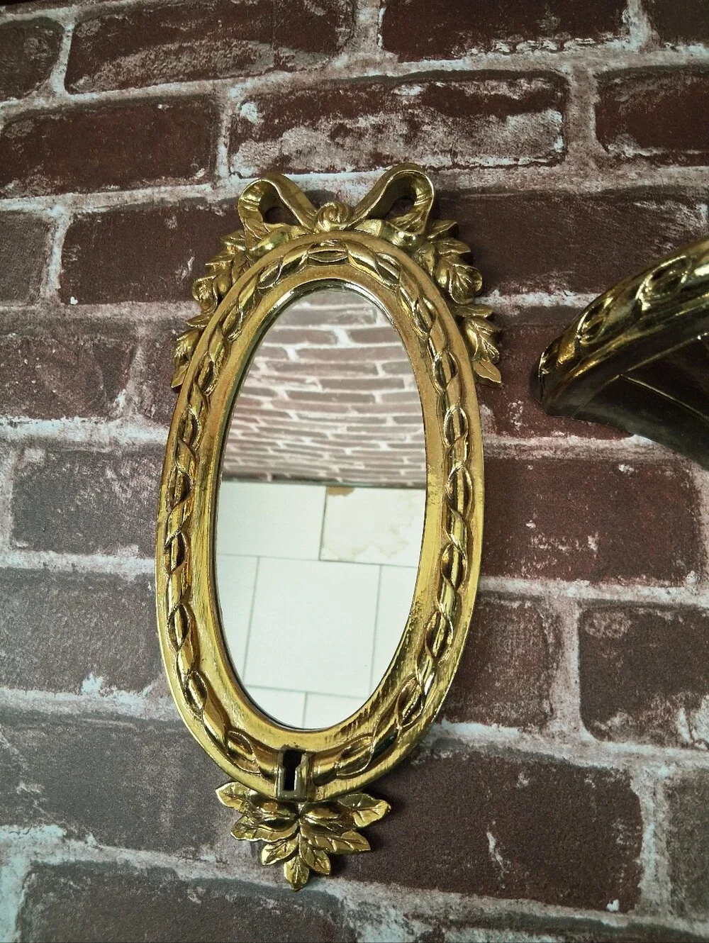 Vintage Shelf & Mirror Burwood 90s Hollywood Regency Shiny Gold Lightweight